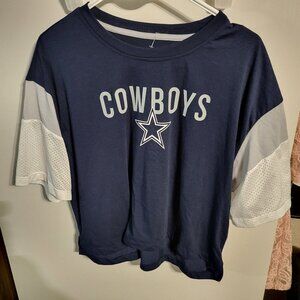 NWOT OFFICIAL DALLAS COWBOYS WOMANS CROPPED JERSEY T-SHIRT SZ L